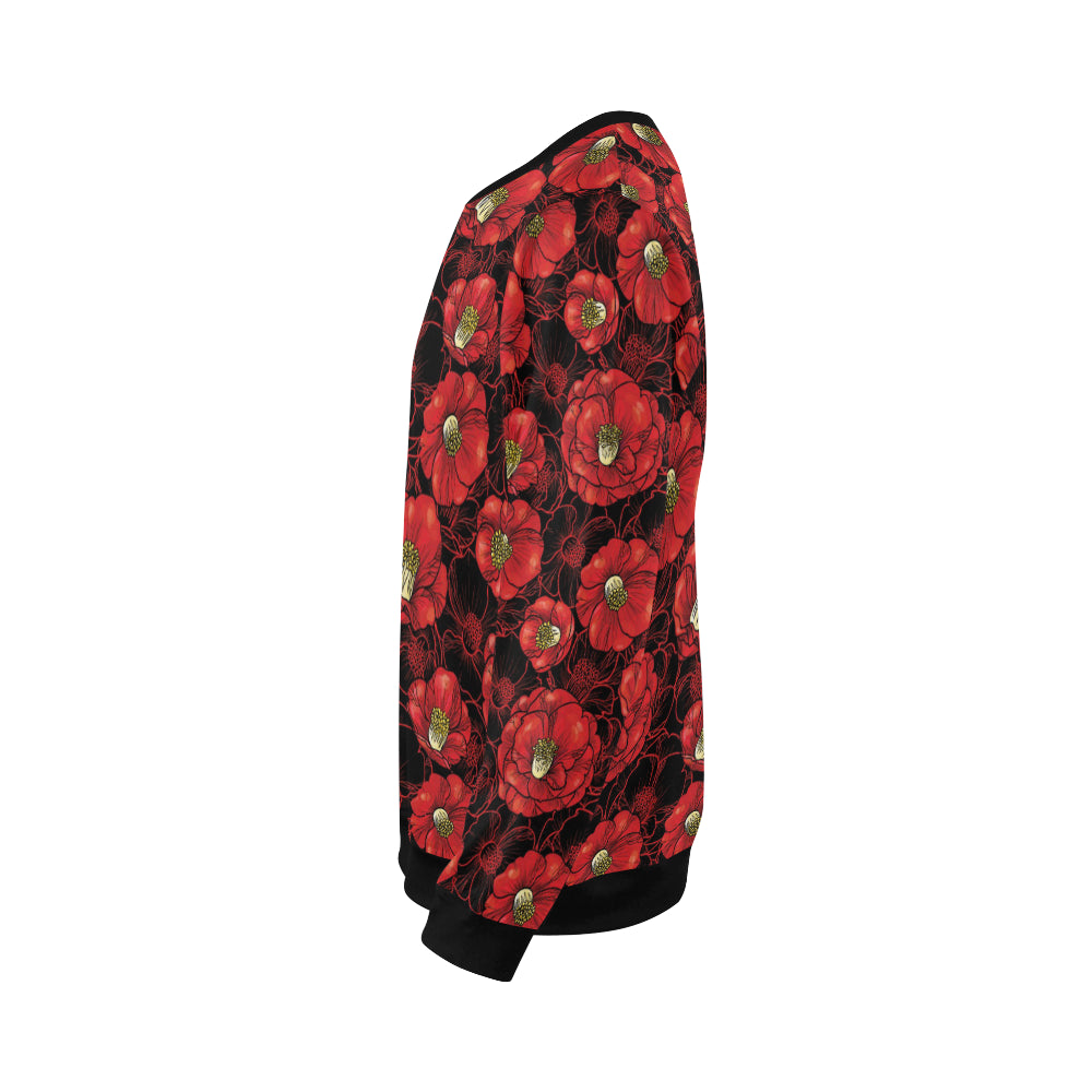 Camellia Pattern Print Design CM06 Men Long Sleeve Sweatshirt