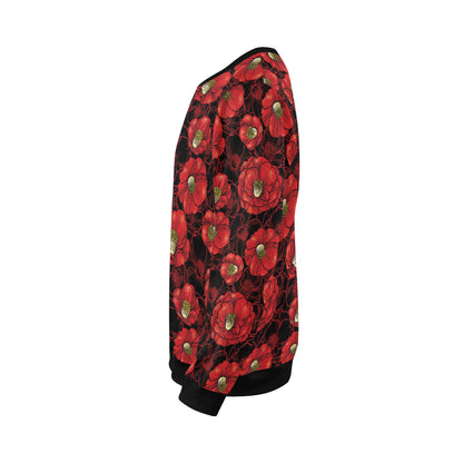 Camellia Pattern Print Design CM06 Men Long Sleeve Sweatshirt