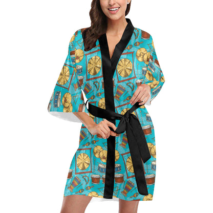 Percussion Pattern Print Design 03 Women's Short Kimono