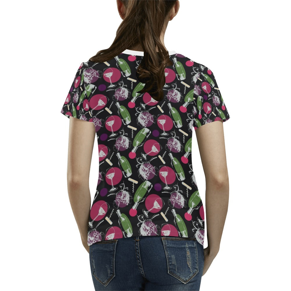 Wine Print Design LKS307 Women's  T-shirt