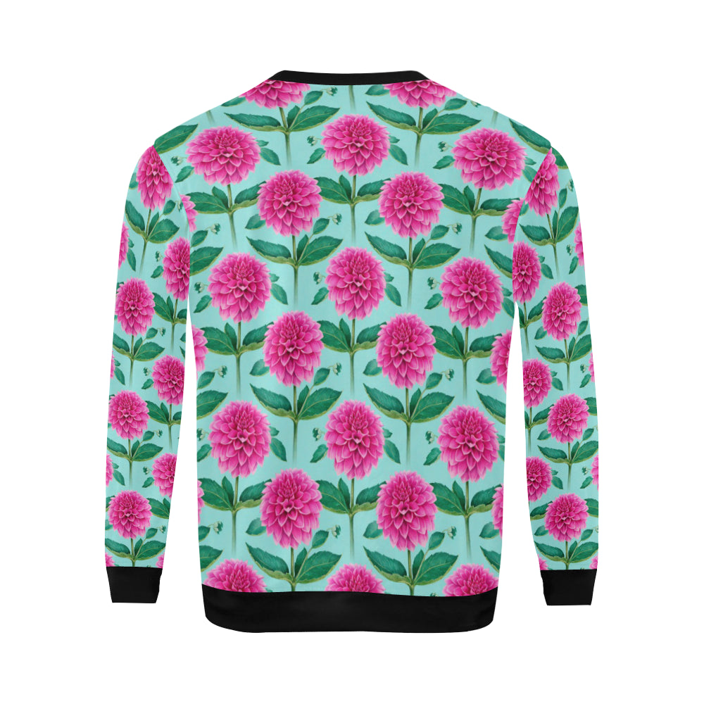 Dahlia Pattern Print Design DH08 Men Long Sleeve Sweatshirt