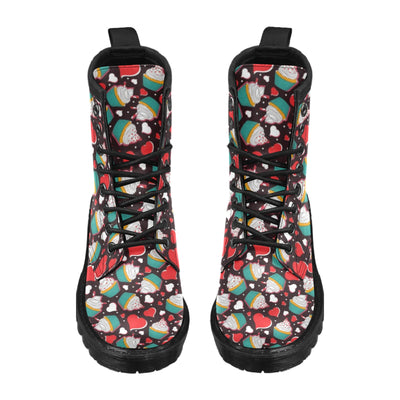 Cupcakes Heart Print Pattern Women's Boots