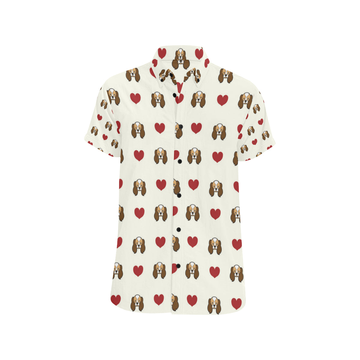 Cavalier King Charles Spaniels Pattern Print Desig Men's Short Sleeve Button Up Shirt