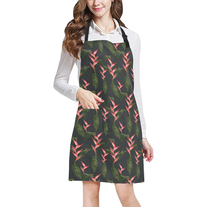 Heliconia Pattern Print Design HL07 Apron with Pocket