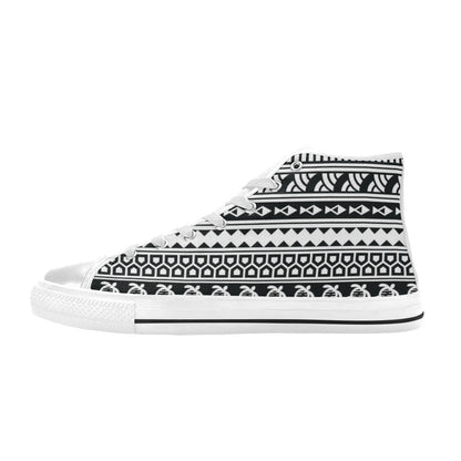 Samoan Pattern Print Design LKS303 High Top Women's White Shoes