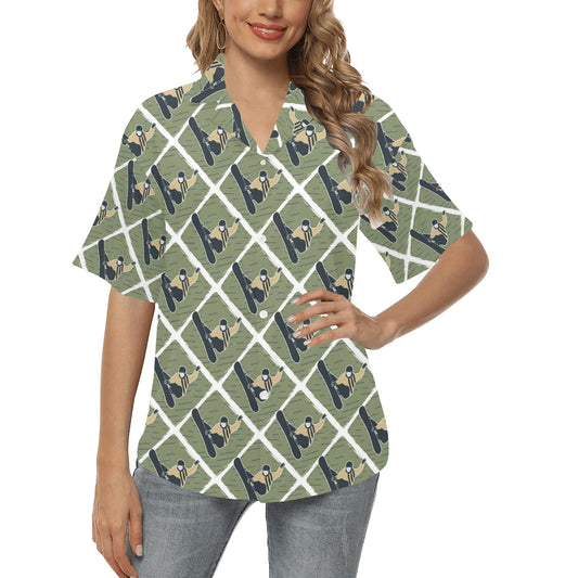 Snowboard Man Print Design LKS302 Women's Hawaiian Shirt
