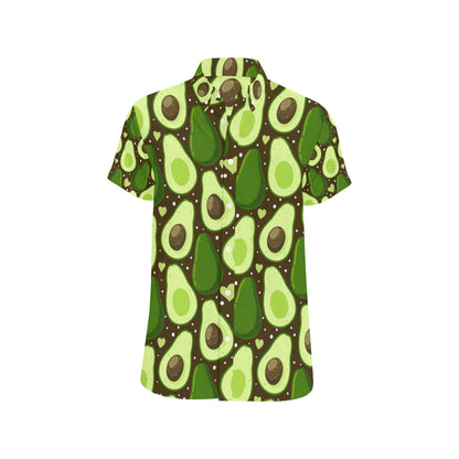 Avocado Pattern Print Design AC04 Men's Short Sleeve Button Up Shirt