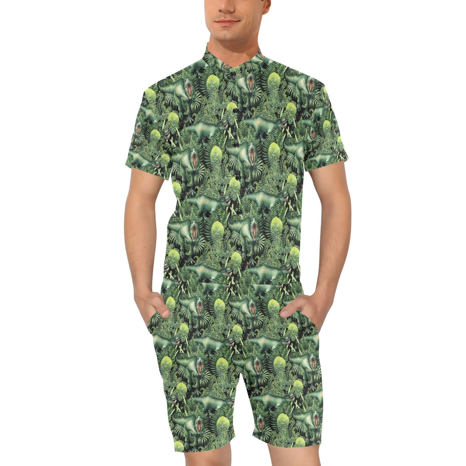 Dinosaur T Rex Print Pattern Men's Romper