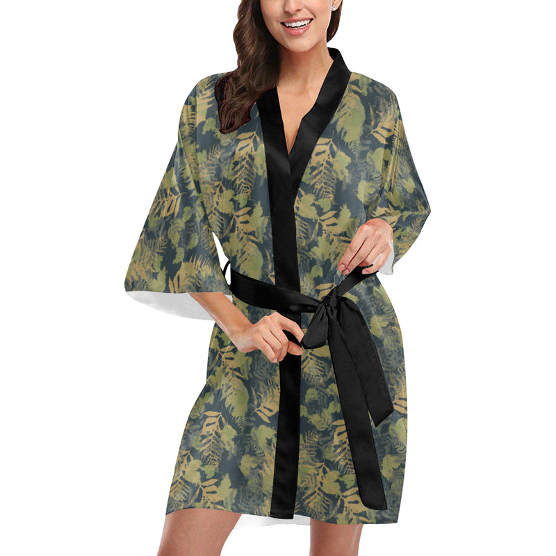 Camouflage Tropical Pattern Print Design 04 Women's Short Kimono