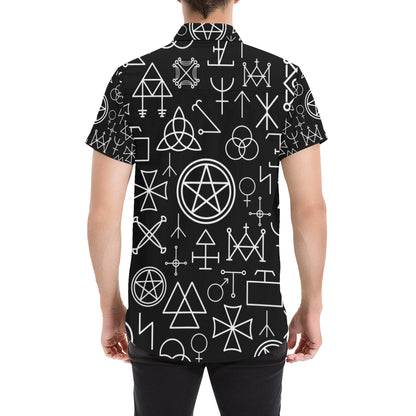 Pentagram Pattern Print Design A02 Men's Short Sleeve Button Up Shirt