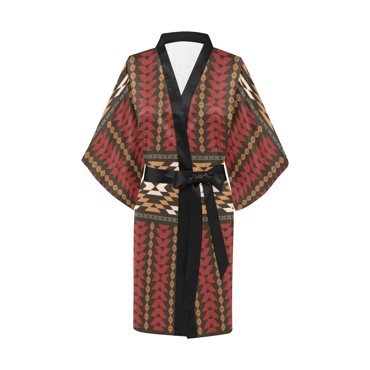 Native Pattern Print Design A02 Women's Short Kimono