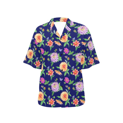 Dahlia Pattern Print Design DH010 Women's Hawaiian Shirt