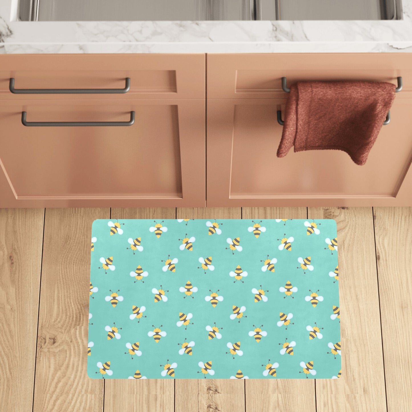 Bee Pattern Print Design 01 Kitchen Mat