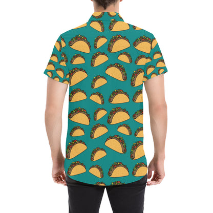 Taco Pattern Print Design TC07 Men's Short Sleeve Button Up Shirt