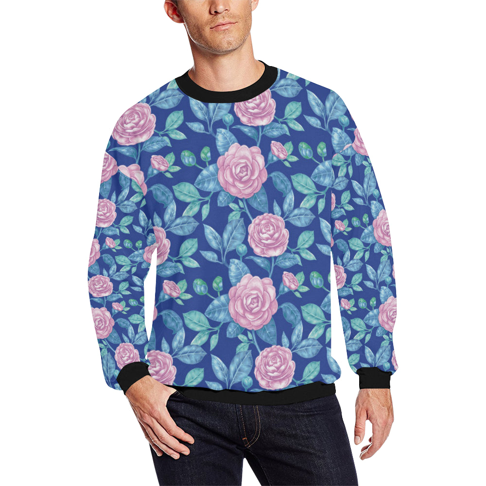 Camellia Pattern Print Design CM05 Men Long Sleeve Sweatshirt