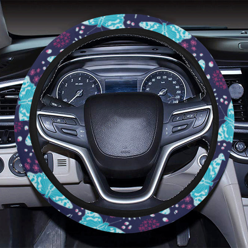 Butterfly Pattern Print Design 011 Steering Wheel Cover with Elastic Edge