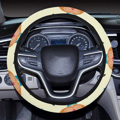 Cat Pattern Print Design 05 Steering Wheel Cover with Elastic Edge
