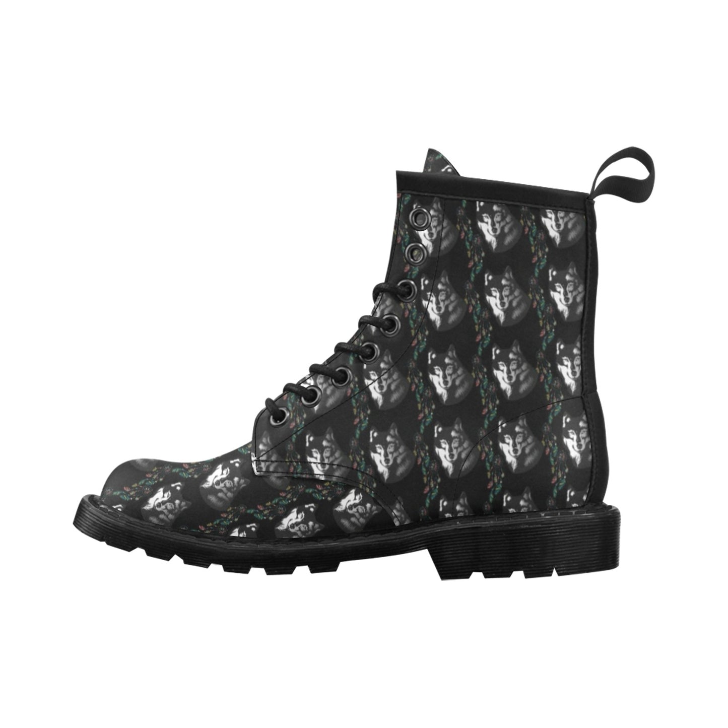 Wolf Black Dream Catcher Design Print Women's Boots