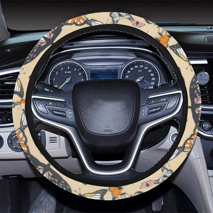 Butterfly Pattern Print Design 04 Steering Wheel Cover with Elastic Edge