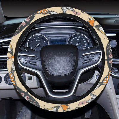 Butterfly Pattern Print Design 04 Steering Wheel Cover with Elastic Edge