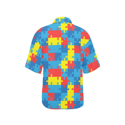 Autism Awareness Design Themed Print Women's Hawaiian Shirt
