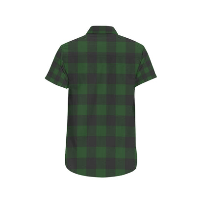 Buffalo check Green Pattern Print Design 02 Men's Short Sleeve Button Up Shirt
