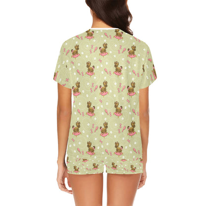Yorkshire Cute Terriers Print Design LKS301 Women's Short Pajama Set