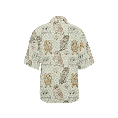 Owl Pattern Print Design A03 Women's Hawaiian Shirt
