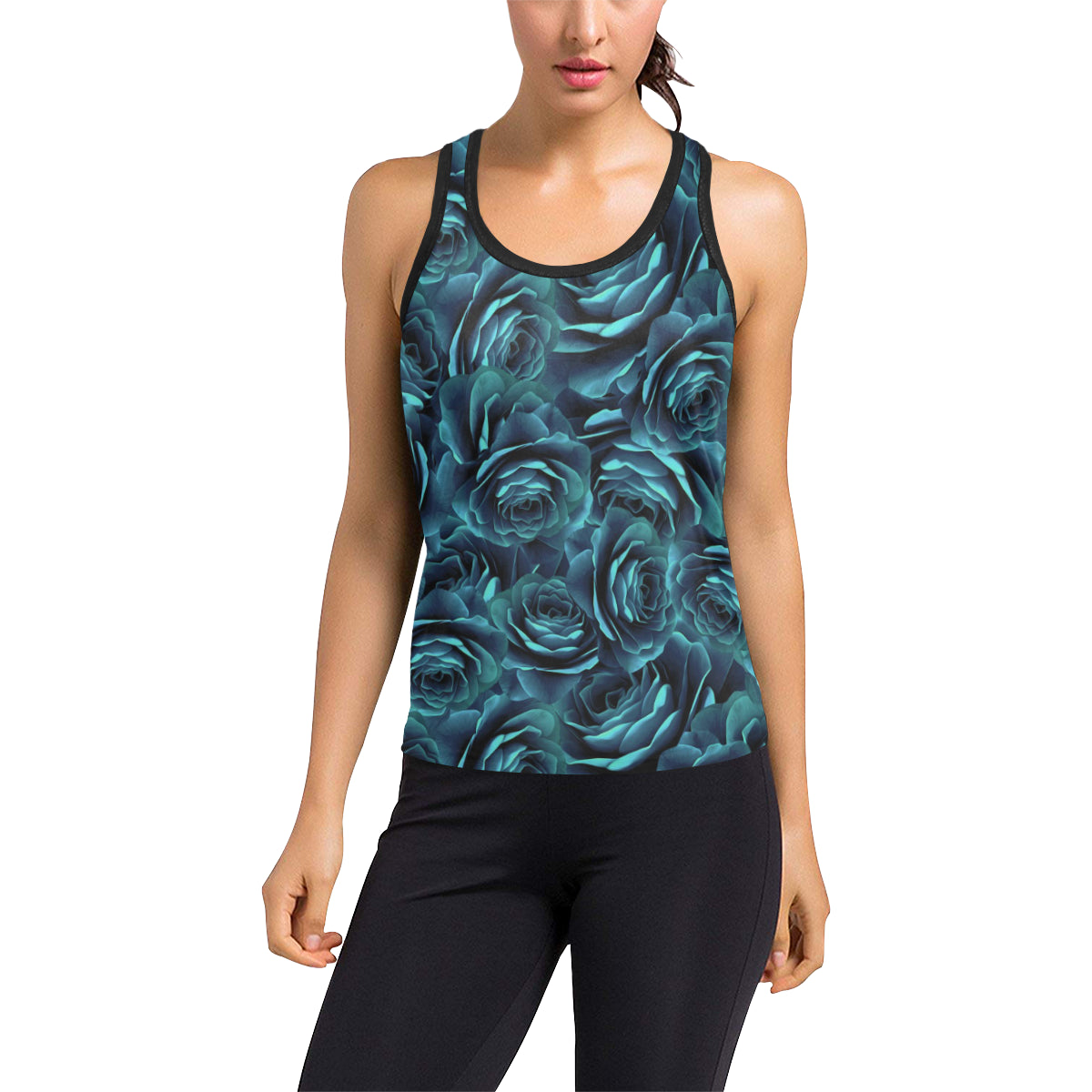 Camellia Pattern Print Design CM04 Women's Racerback Tank Top