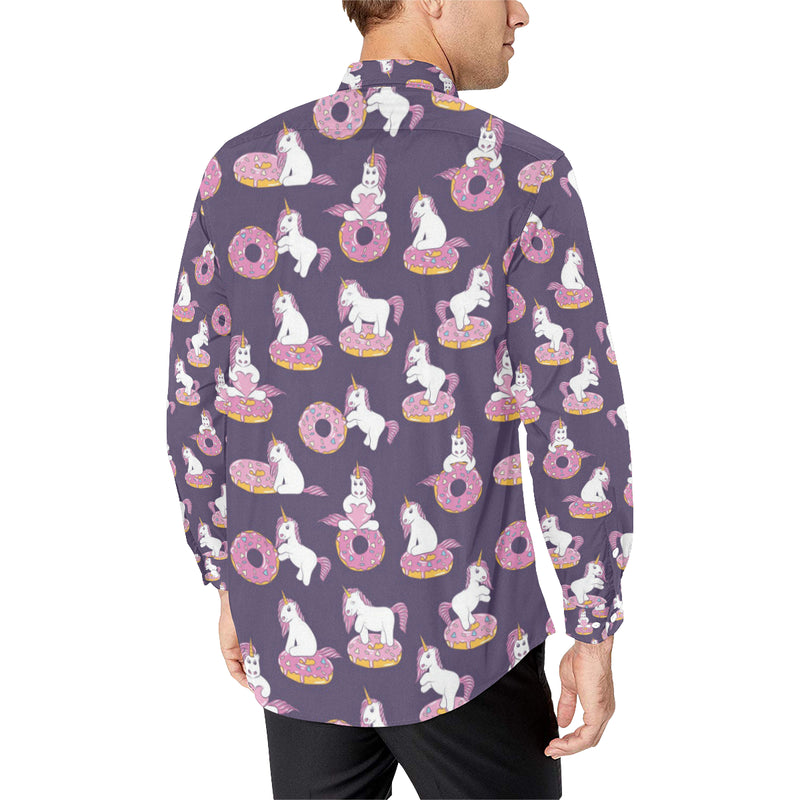 Donut Unicorn Pattern Print Design DN011 Men's Long Sleeve Shirt