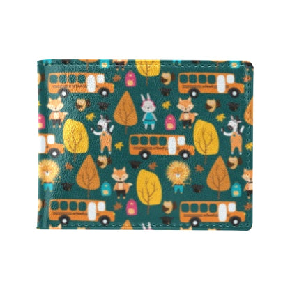 School Bus Print Design LKS309 Men's ID Card Wallet