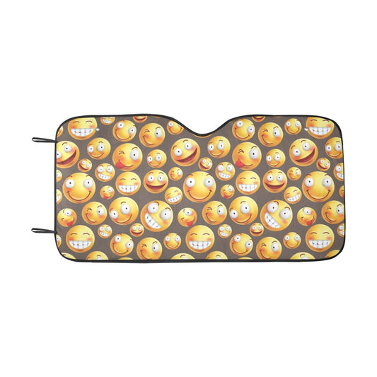 Smiley Face Emoji Print Design LKS303 Car front Windshield Sun Shade