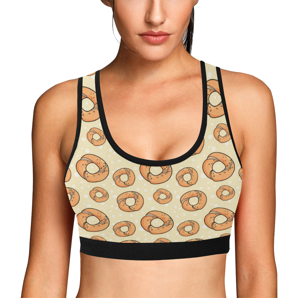 Bagel Pattern Print Design 03 Sports Bra