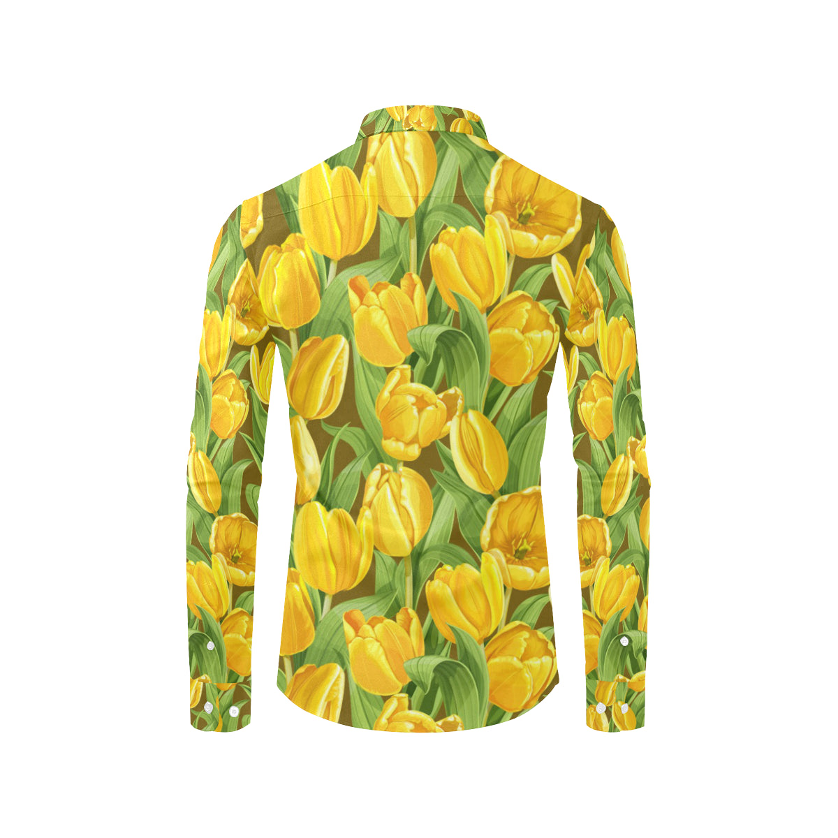 Tulip Yellow Pattern Print Design TP010 Men's Long Sleeve Shirt