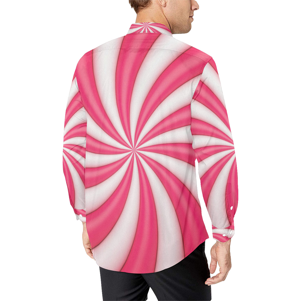 Vortex Twist Swirl Candy Print Men's Long Sleeve Shirt