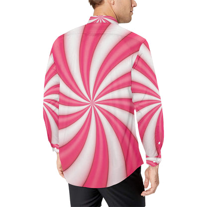 Vortex Twist Swirl Candy Print Men's Long Sleeve Shirt