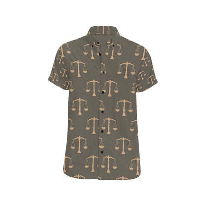 Libra Pattern Print Design 01 Men's Short Sleeve Button Up Shirt