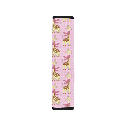 Giraffe Cute Pink Polka Dot Print Car Seat Belt Cover