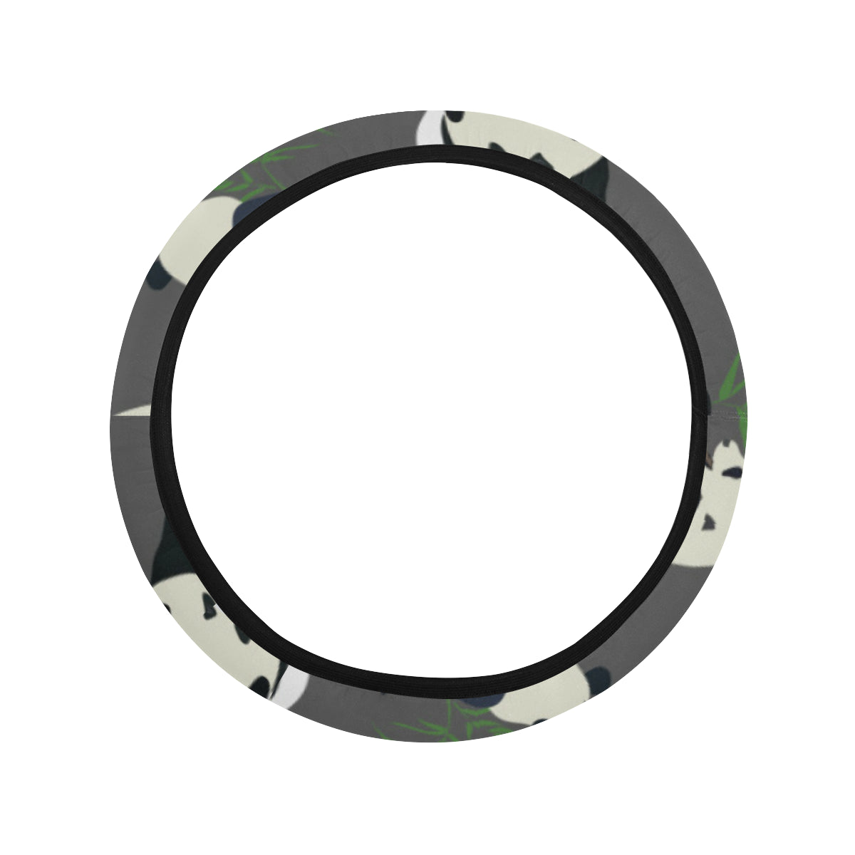 Panda Pattern Print Design A06 Steering Wheel Cover with Elastic Edge