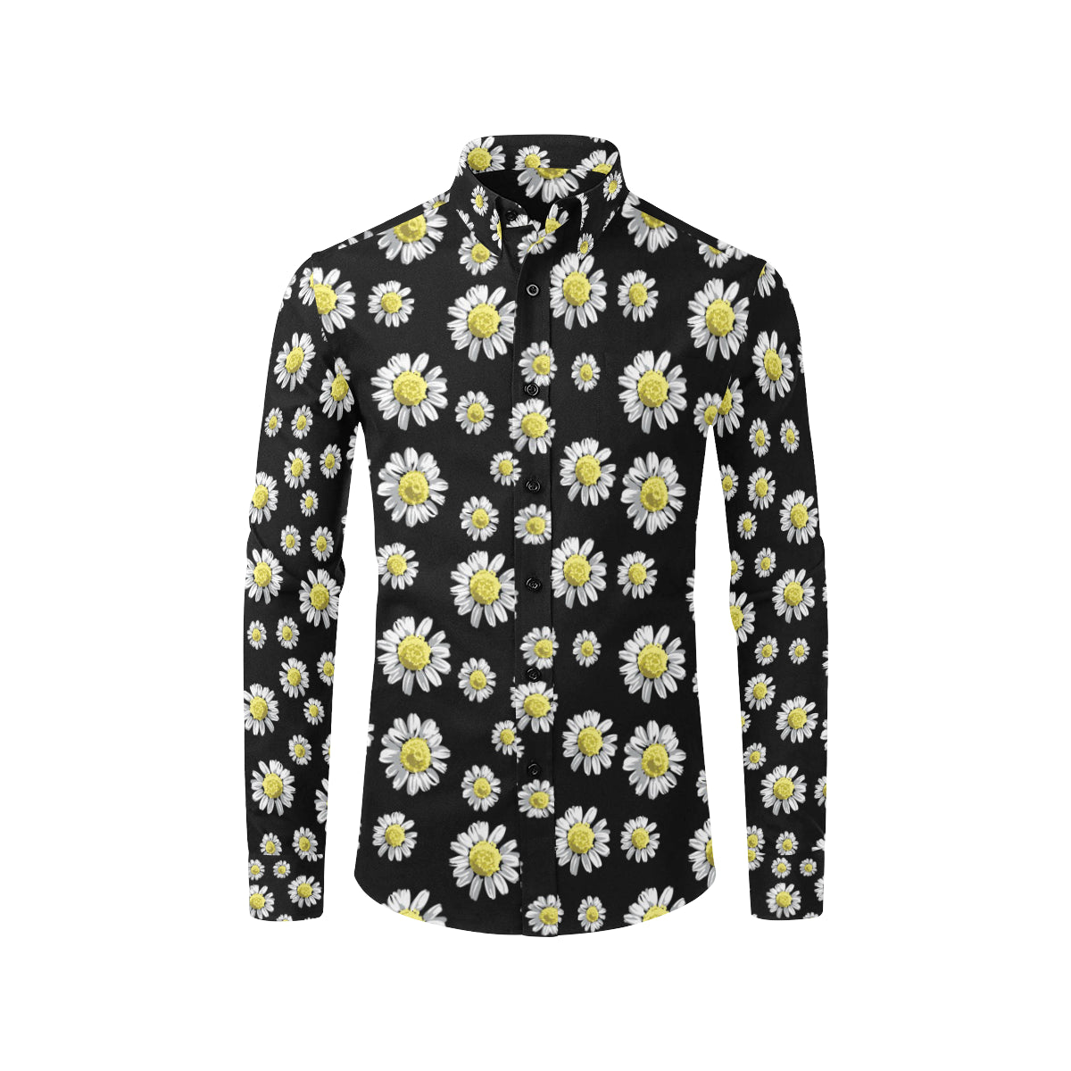 Daisy Pattern Print Design DS01 Men's Long Sleeve Shirt