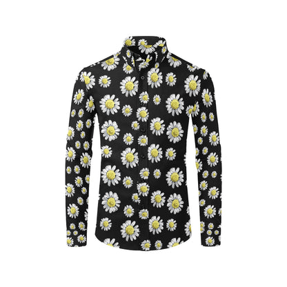 Daisy Pattern Print Design DS01 Men's Long Sleeve Shirt