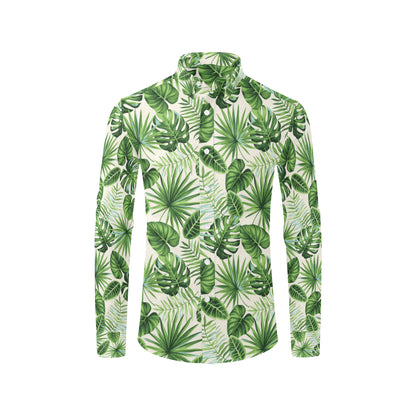 Palm Leaf Pattern Print Design A01 Men's Long Sleeve Shirt