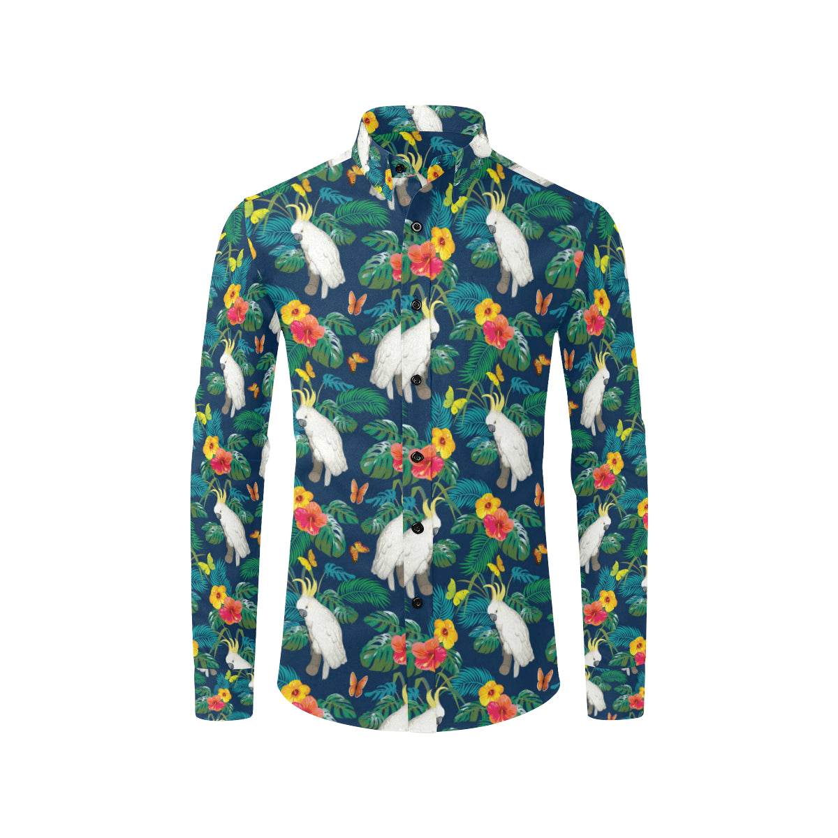 Cockatoo Tropical Pattern Print Design 02 Men's Long Sleeve Shirt