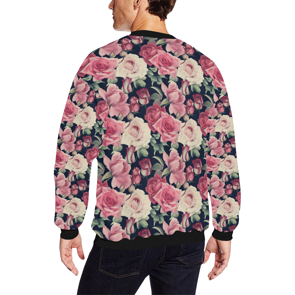 Rose Pattern Print Design RO05 Men Long Sleeve Sweatshirt