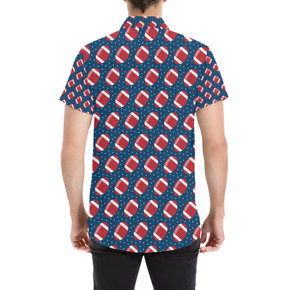 American Football Star Design Pattern Men's Short Sleeve Button Up Shirt