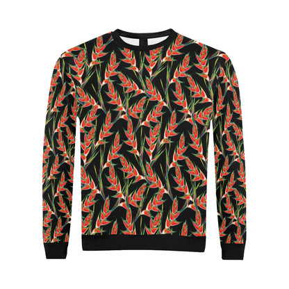 Heliconia Pattern Print Design HL010 Men Long Sleeve Sweatshirt