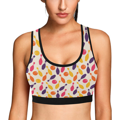 Bowling Pattern Print Design 06 Sports Bra