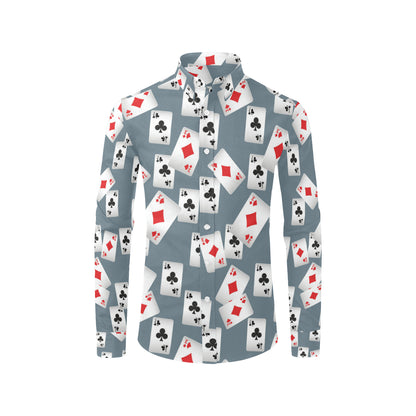 Poker Cards Pattern Print Design A05 Men's Long Sleeve Shirt