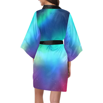 Aurora Borealis Pattern Print Design 02 Women's Short Kimono