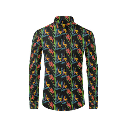 Heliconia Pattern Print Design HL04 Men's Long Sleeve Shirt